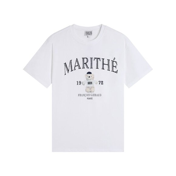 Marithe Francois Girbaud Bear Print Short-Sleeve Shirt White - Picture 1 of 7